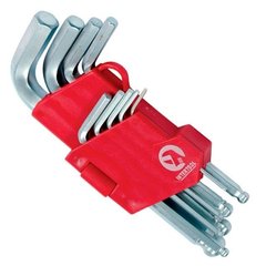 Ключи Набор Г-образных шестигранных ключей с шарообразным наконечником, 9 ед.,1,5-10 мм, Cr-V, 55 HRC Small INTERTOOL HT-0605