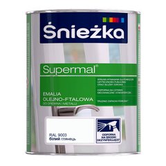 Емаль олійно-фталева Sniezka Supermal білий глянець ( RAL 9003 ) 5 л