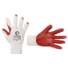 Перчатки Перчатки рабочие стекольщика (каменщика) красные трикотажные с латексным покрытием INTERTOOL SP-0004