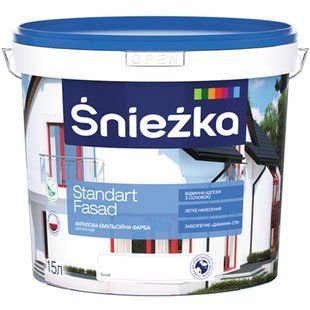 Краска фасадная акриловая Sniezka Standart Fasad белая 10 л