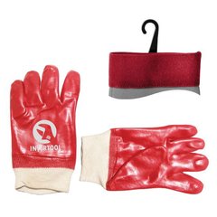 Перчатки Перчатка маслостойкая х/б трикотаж покрытая PVC c вязаным манжетом (красная) INTERTOOL SP-0006