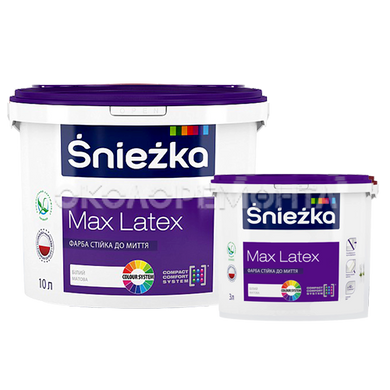 Акціоний пакет:Фарба інтерьєрна латексна Sniezka Max Latex 10 л + 3л