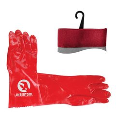 Перчатки Перчатка маслостойкая х/б трикотаж покрытая PVC, 35 см (красная) INTERTOOL SP-0007