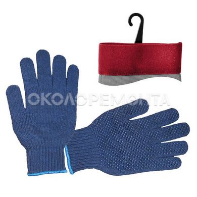 Перчатки Перчатка трикотажная синтетическая 9" с покрытием PVC точкой на ладони (синяя) INTERTOOL SP-0104