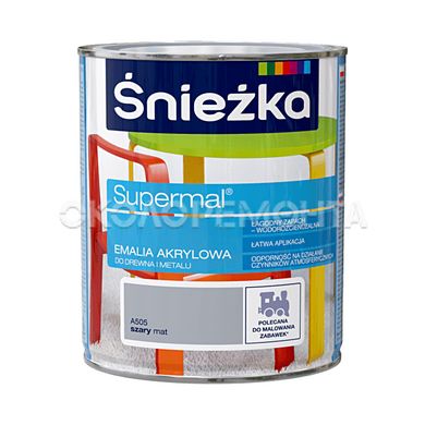 Эмаль акриловая Sniezka Supermal А502 светло-серый матовый 0,8 л