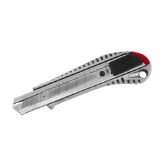Ріжучий інструмент Ніж з відламним лезом 18 мм, з металевою направляючої, протиковзний корпус INTERTOOL HT-0504