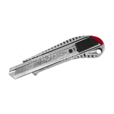 Режущий инструмент Нож с отломным лезвием 18 мм, с металлической направляющей, противоскользящий корпус INTERTOOL HT-0504