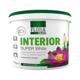 Краска интерьерная акриловая FLORA Сolour Super White INTERIOR белая 1,4 кг