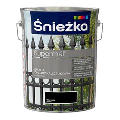 Эмаль хлоркаучуковая для металла ŚNIEŻKA Supermal черная ( RAL 9005 ) 5 л