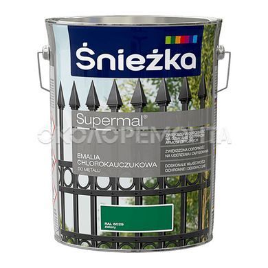 Эмаль хлоркаучуковая для металла ŚNIEŻKA Supermal черная ( RAL 9005 ) 5 л