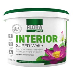 Краска интерьерная акриловая FLORA Сolour Super White INTERIOR белая 1,4 кг