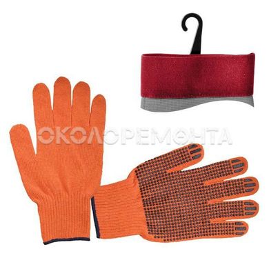 Перчатки Перчатка х/б трикотаж с точечным покрытием PVC на ладони (оранжевая) INTERTOOL SP-0131