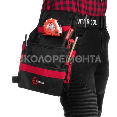 Ящики и сумки для инструментов Сумка поясная слесарно-строительная, 3 кармана, полиэстер INTERTOOL SP-1014