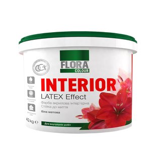 Фарба інтер'єрна акрилова FLORA Сolour Latex Effect INTERIOR біла 1,4 кг