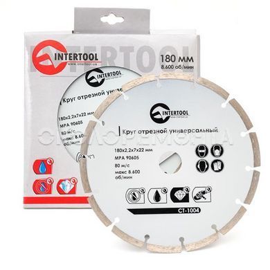 Диски Диск відрізний сегментний, 180мм, 16-18% INTERTOOL CT-1004