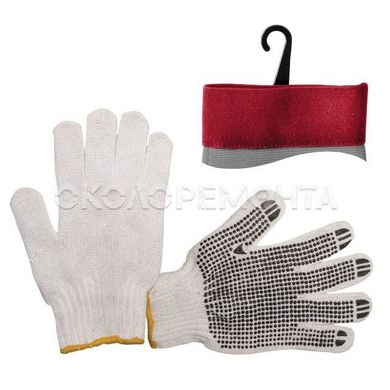 Перчатки Перчатка х/б трикотаж с точечным покрытием PVC на ладони (белая) INTERTOOL SP-0005