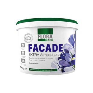 Краска фасадная акриловая FLORA Сolour FACADE Extra Atmosphere белая 1,4 кг