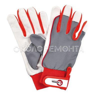 Перчатки Перчатка комбинированная из высококачественной козьей кожи и ткани 10" эластичный манжет на липучке INTERTOOL SP-0011