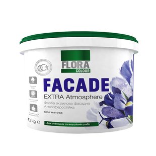 Краска фасадная акриловая FLORA Сolour FACADE Extra Atmosphere белая 1,4 кг