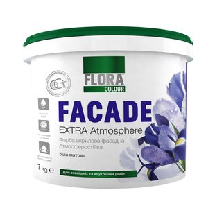 Краска фасадная акриловая FLORA Сolour FACADE Extra Atmosphere белая 1,4 кг