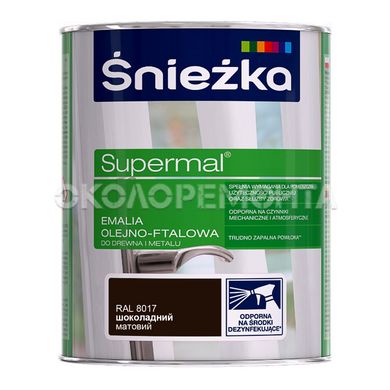 Эмаль масляно-фталевая Sniezka Supermal F105 черный матовый 0,8 л