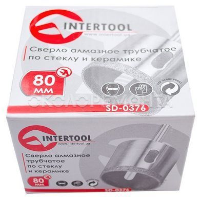 Сверла Сверло алмазное трубчатое по стеклу и керамике 80 мм INTERTOOL SD-0376