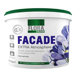 Краска фасадная акриловая FLORA Сolour FACADE Extra Atmosphere белая 1,4 кг