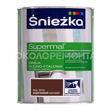 Эмаль масляно-фталевая Sniezka Supermal RAL 8017 шоколадный матовый 0,8 л