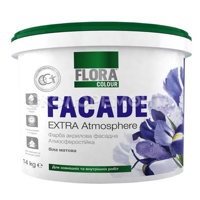Краска фасадная акриловая FLORA Сolour FACADE Extra Atmosphere белая 14,0 кг